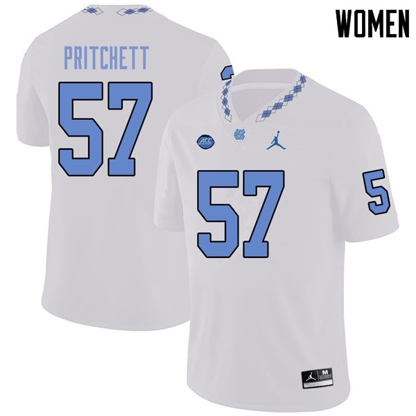 Jordan Brand Women #57 Tyler Pritchett North Carolina Tar Heels College Football Jerseys Sale-White